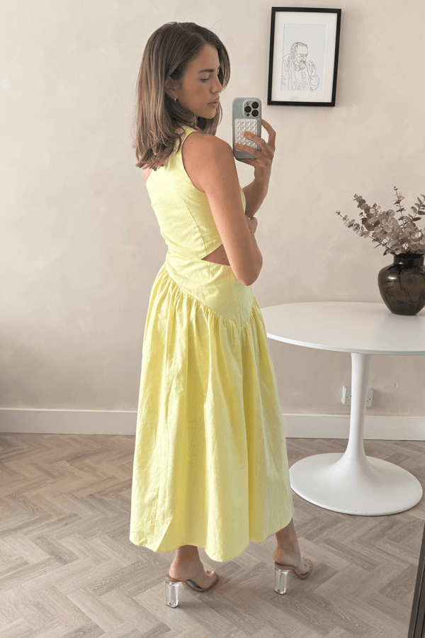 Style Cheat Jasmine Cut Out One Shoulder Dress In Yellow