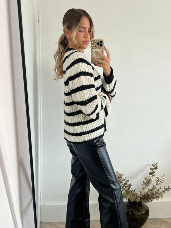 Style Cheat Meredith Cosy Striped Oversized Cardigan