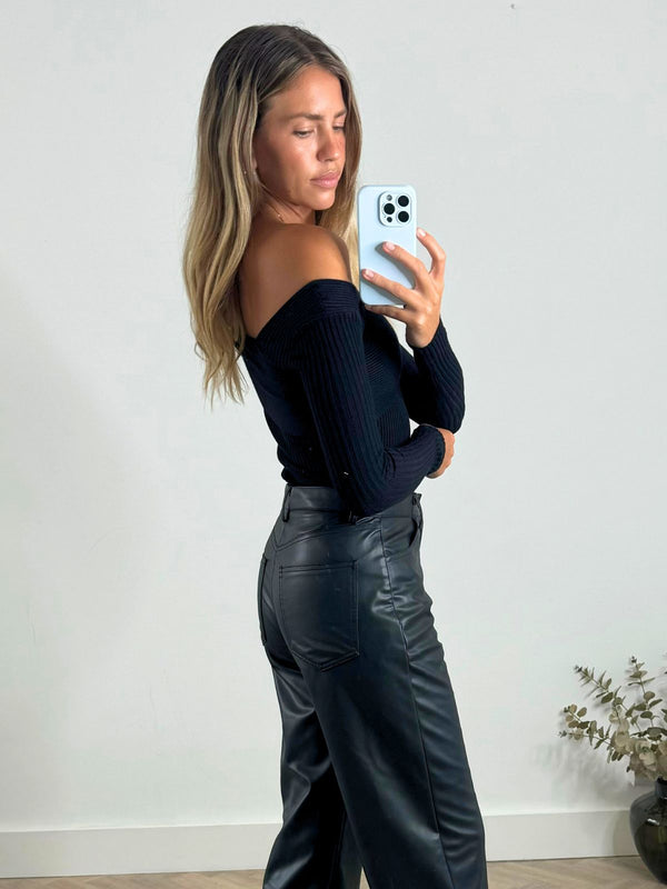 Style Cheat Morgan Asymmetric Knitted Jumper In Black