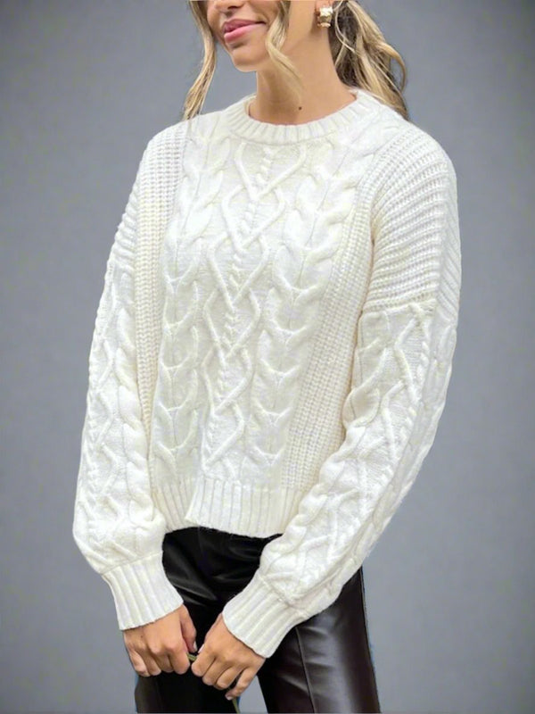style cheat NEW FIT Juniper Cable Knit Jumper in Cream