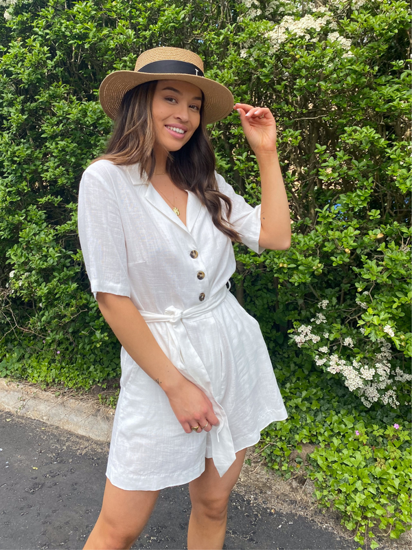 Style Cheat Nikita White Linen Blend Shirt Style Playsuit