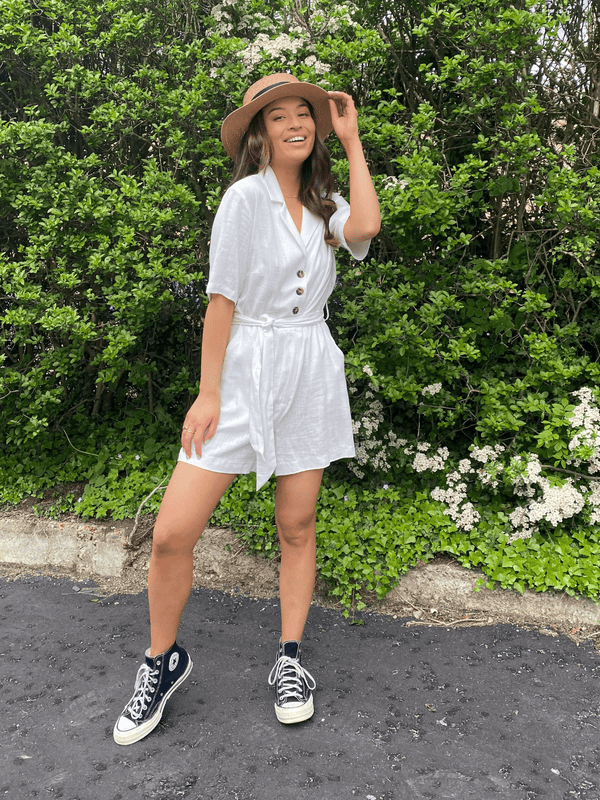 Style Cheat Nikita White Linen Blend Shirt Style Playsuit
