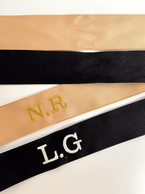 Style Cheat Pack Of Two Black And Rose Gold Personalised Ribbons