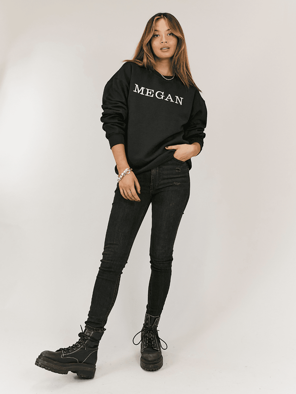 Style Cheat Pia Personalised Black Round Neck Sweater