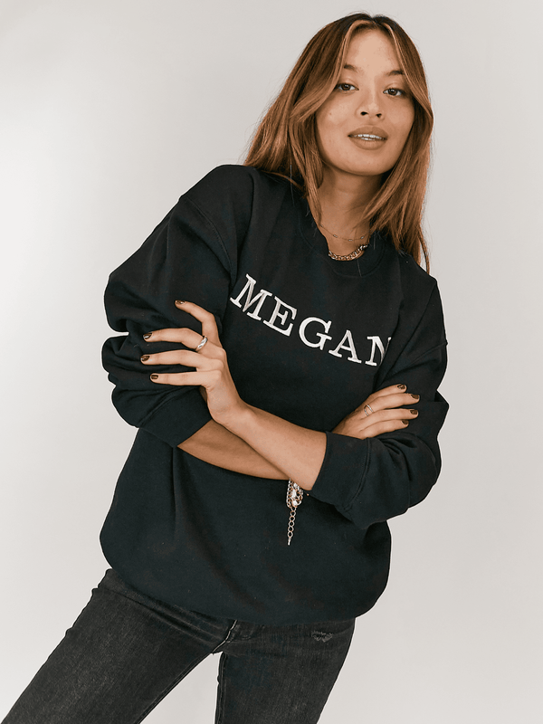 style cheat Pia Personalised Black Round Neck Sweater