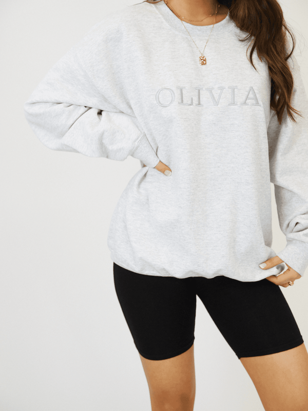 Style Cheat Pia Personalised Grey Round Neck Sweater