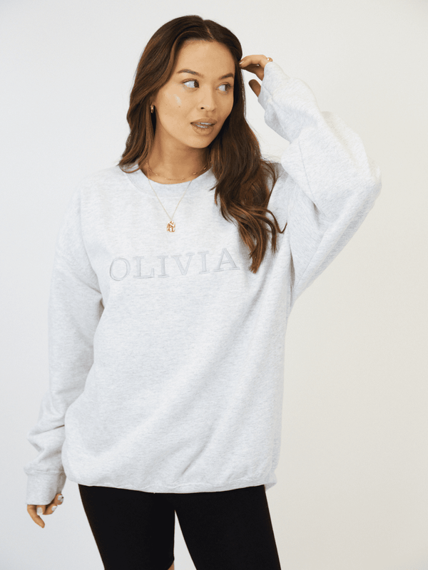 Style Cheat Pia Personalised Grey Round Neck Sweater