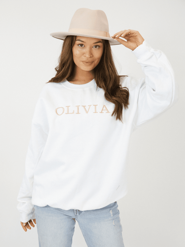 Style Cheat Pia Personalised White Round Neck Sweater