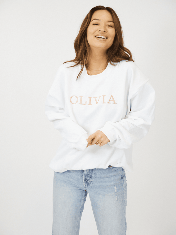 Style Cheat Pia Personalised White Round Neck Sweater