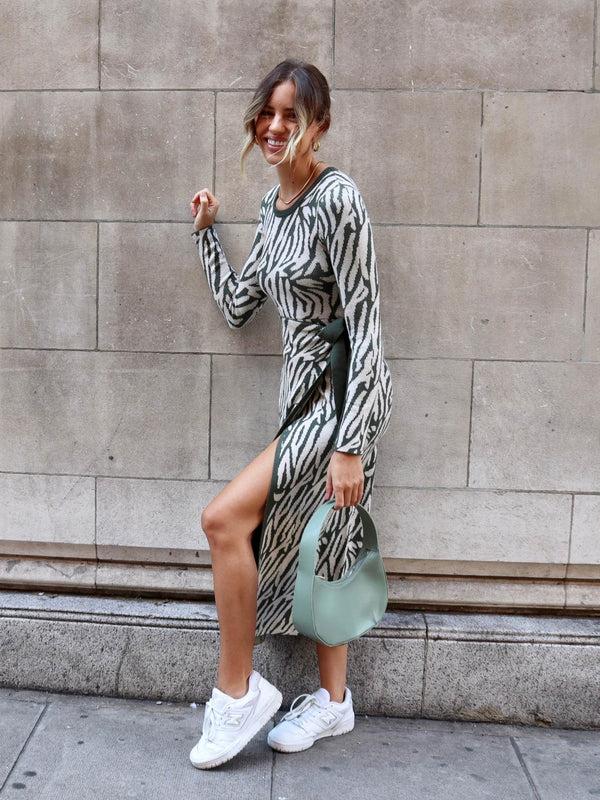 Style Cheat Renee Zebra Jacquard Knitted Midaxi Dress