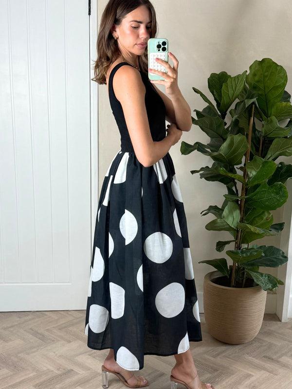 Style Cheat Rhoda Black And White Polka Dot Midi Dress