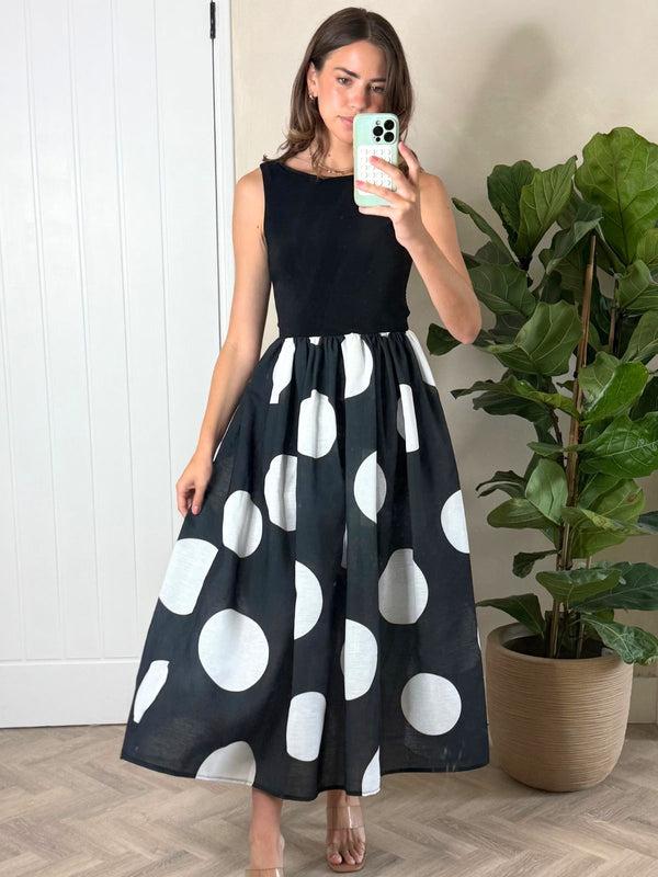 Style Cheat Rhoda Black And White Polka Dot Midi Dress