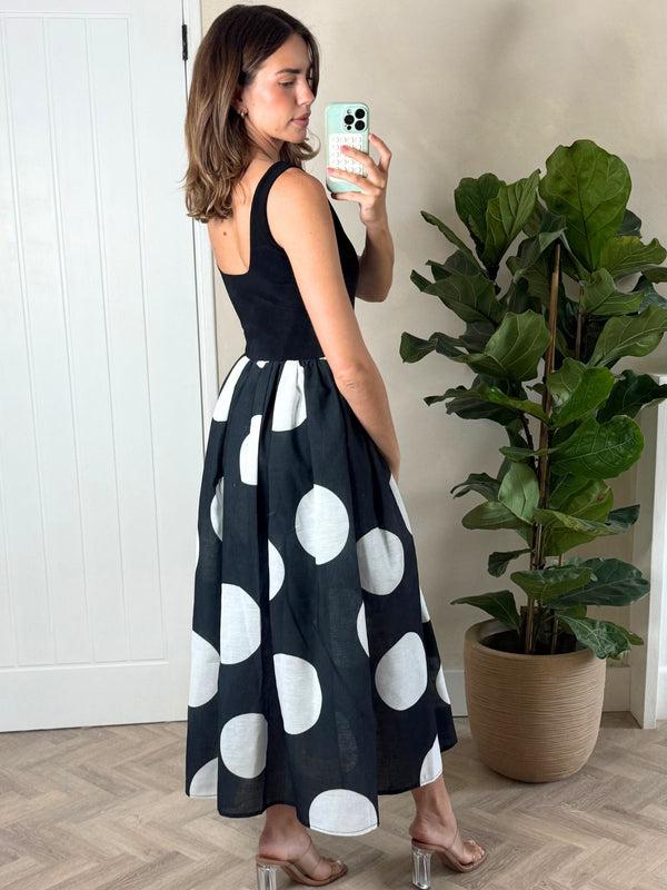 Style Cheat Rhoda Black And White Polka Dot Midi Dress