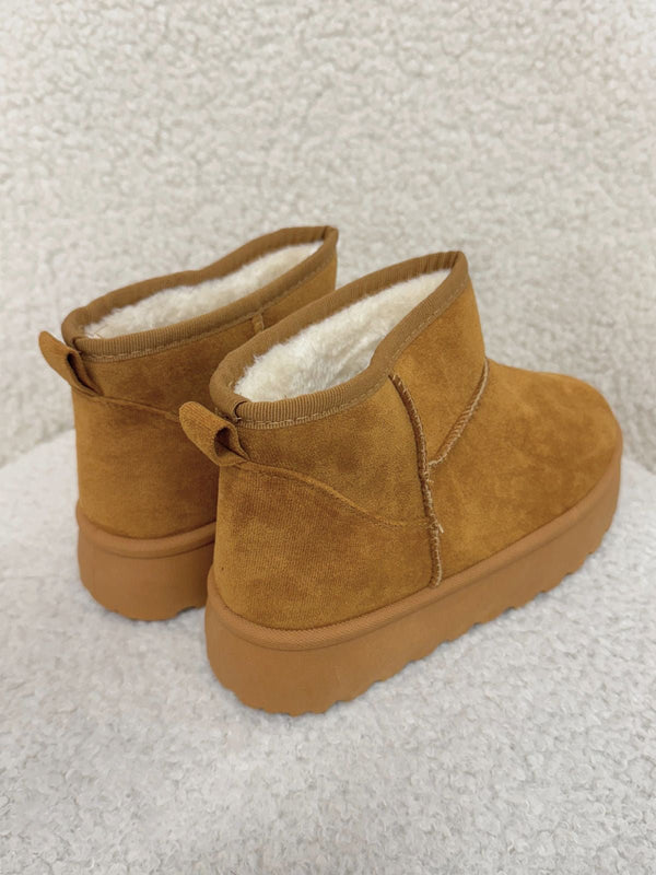 Style Cheat Rowan Faux Fur Lined Suede Platform Ankle Boots In Chestnut