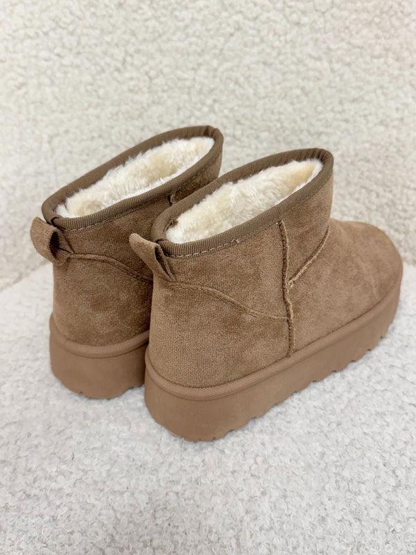 Style Cheat Rowan Faux Fur Lined Suede Platform Ankle Boots In Camel
