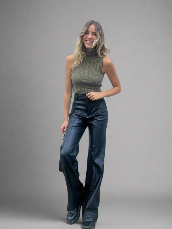 Style Cheat Alyssa PU Flare Trouser