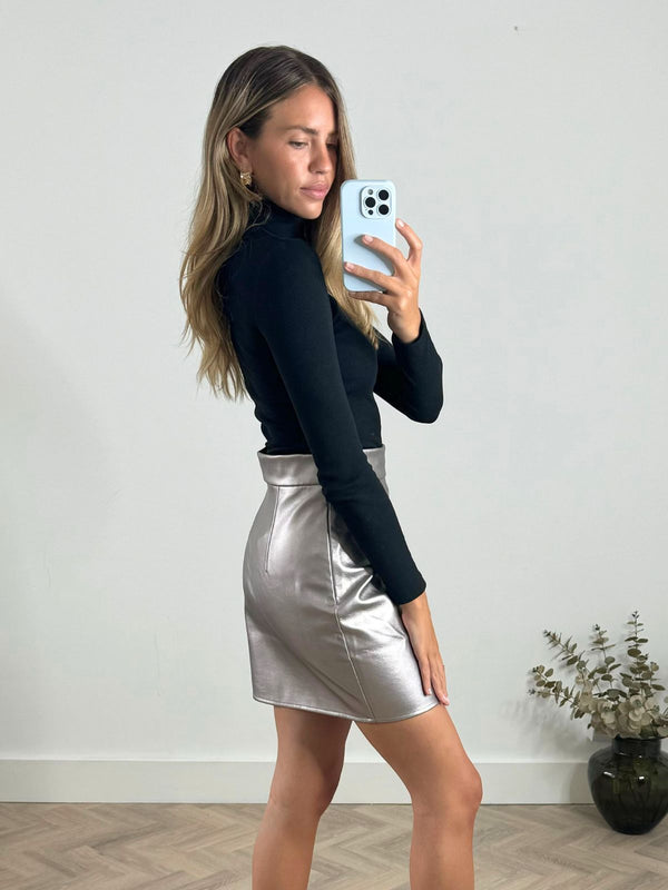 Style Cheat Andie Pu Mini Skirt In Metallic