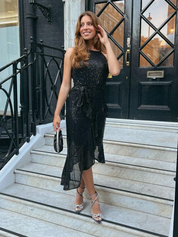 style cheat Ariana Halter Frill Dress