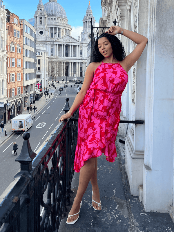 style cheat Ariana Halter Frill Dress