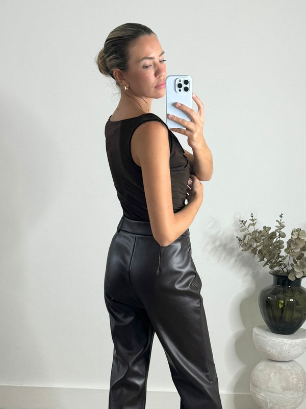 Style Cheat Ashton Cowl Neck Jersey Top In Brown