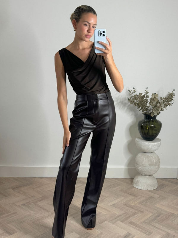 Style Cheat Ashton Cowl Neck Jersey Top In Brown