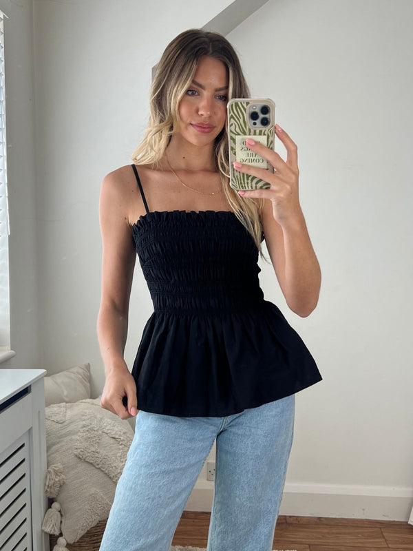 Style Cheat Ava Shirred Bandeau Peplum Top