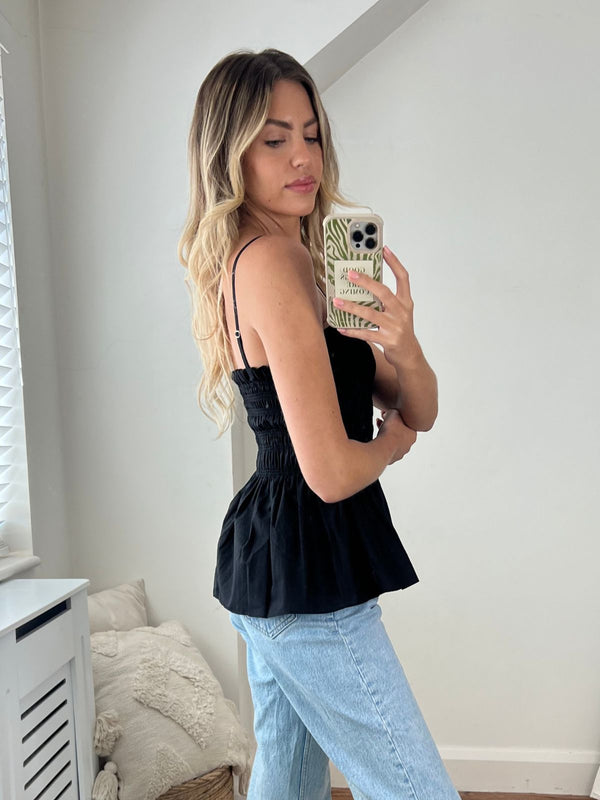 Style Cheat Ava Shirred Bandeau Peplum Top