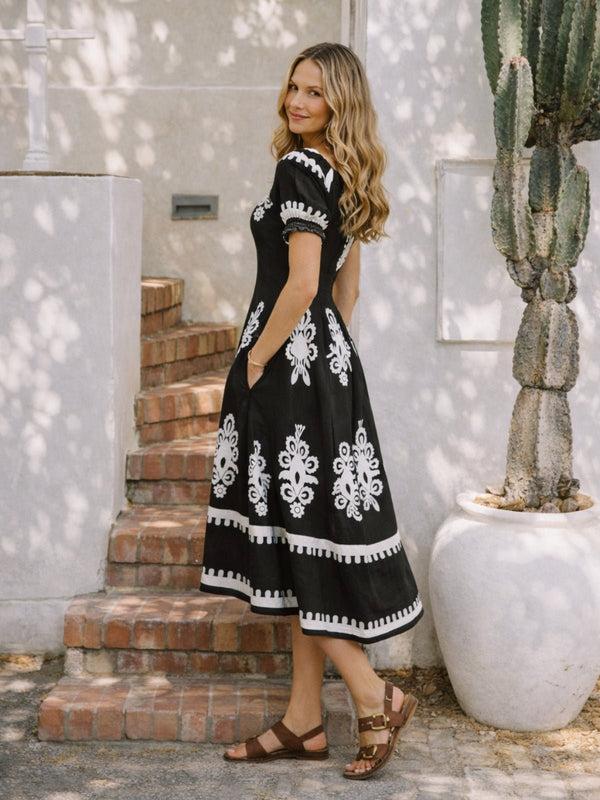 Style Cheat Black Knot Front Midi Dress