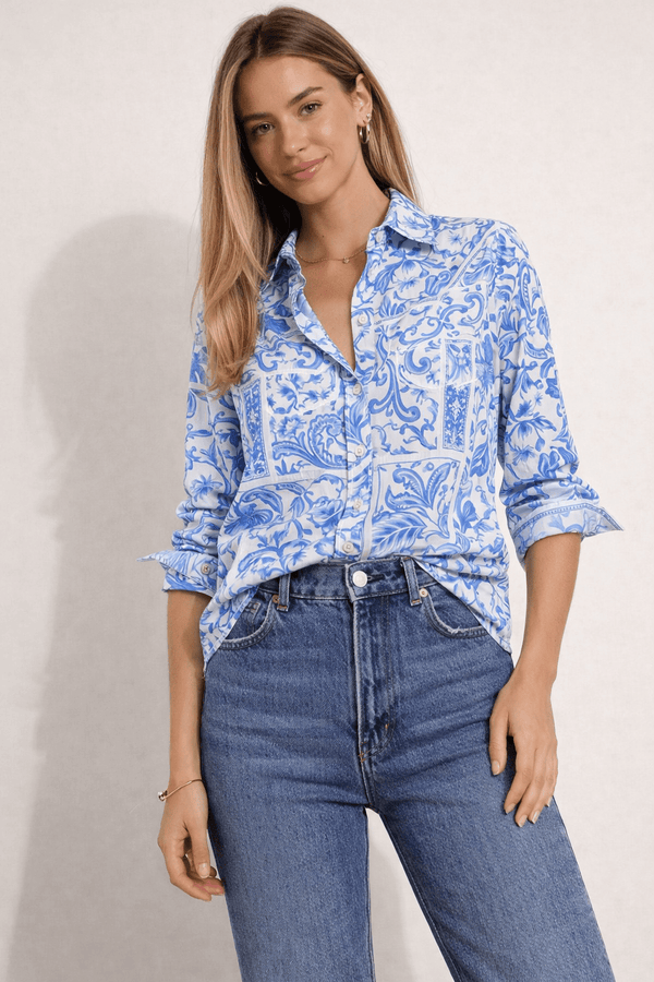 style cheat Blue Paisley Shirt