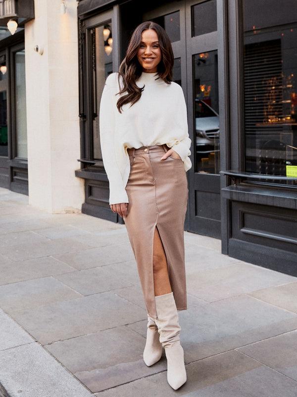 Style Cheat Brielle Pu Midi Skirt