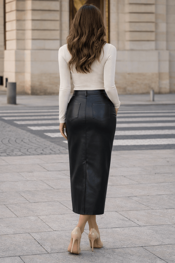 Style Cheat Brielle Pu Midi Skirt