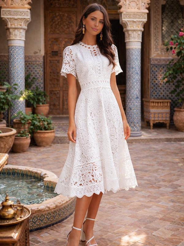 style cheat Broderie Lace Midi Dress