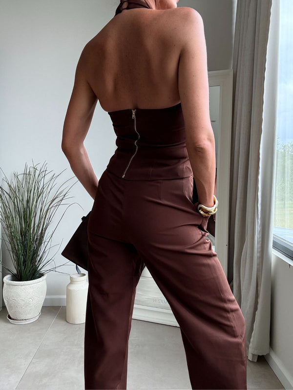 Style Cheat Celine Halter Top Chocolate Brown