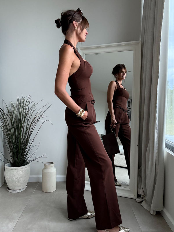 Style Cheat Celine Halter Top Chocolate Brown