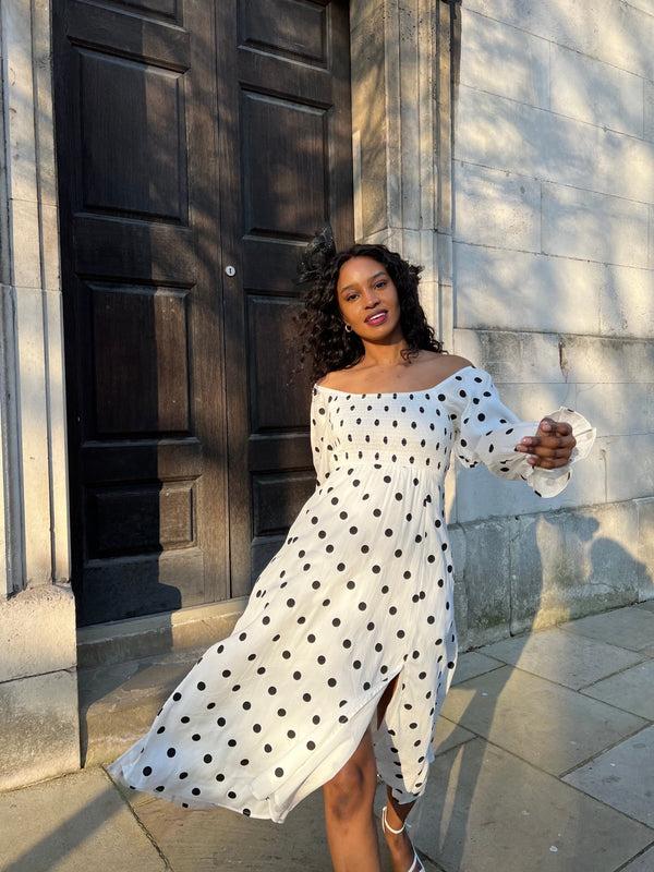 Style Cheat Chloe Shirred Long Sleeve Midi Dress