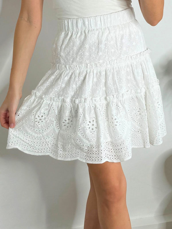 Style Cheat Cindy Broderie Mini Skirt In White