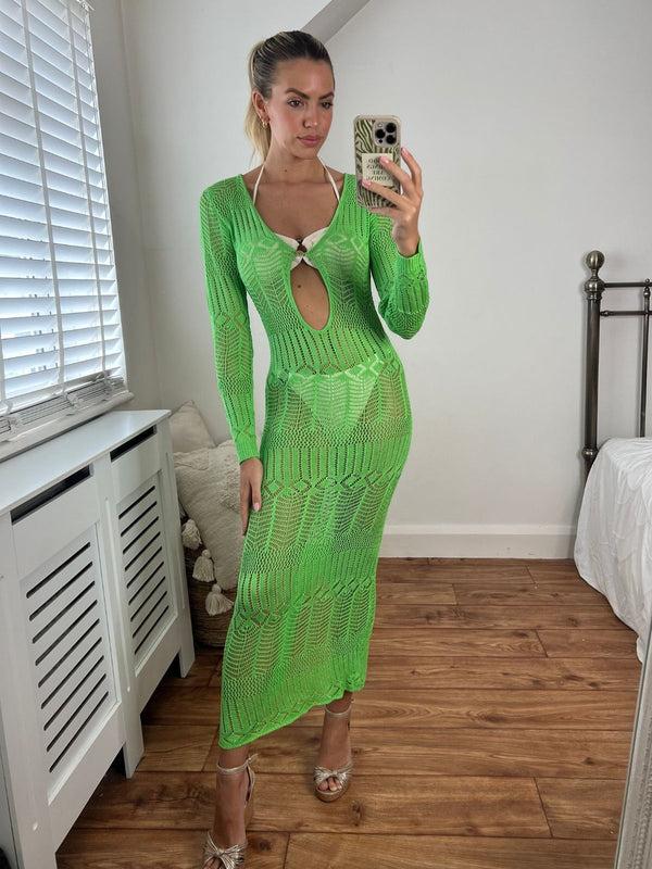 Style Cheat Coco Long Sleeve Crochet Midaxi Dress