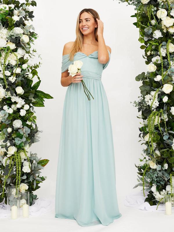 Style Cheat Cold Shoulder Maxi Chiffon Dress