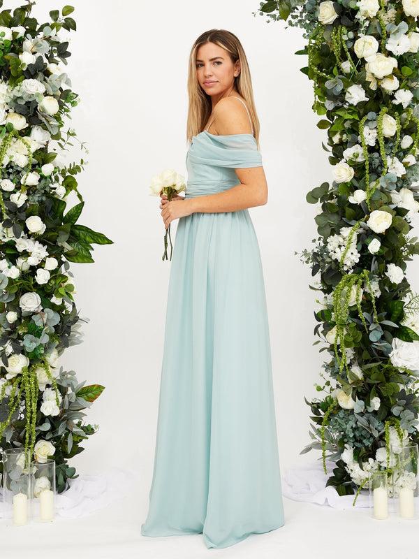 Style Cheat Cold Shoulder Maxi Chiffon Dress