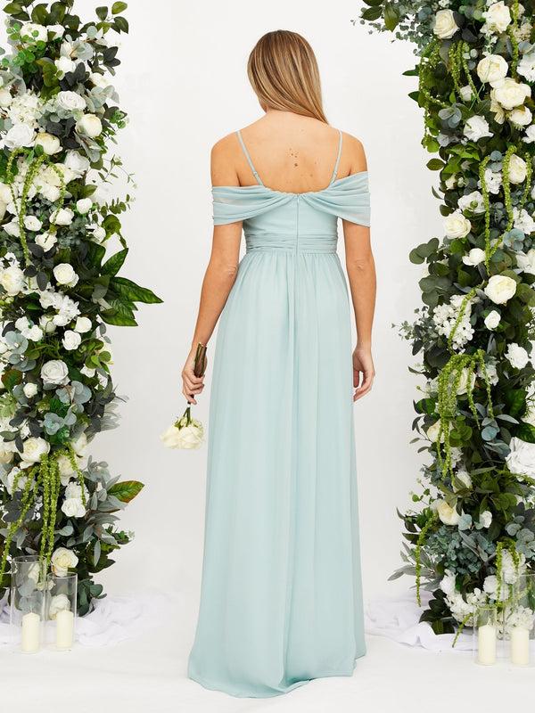 Style Cheat Cold Shoulder Maxi Chiffon Dress