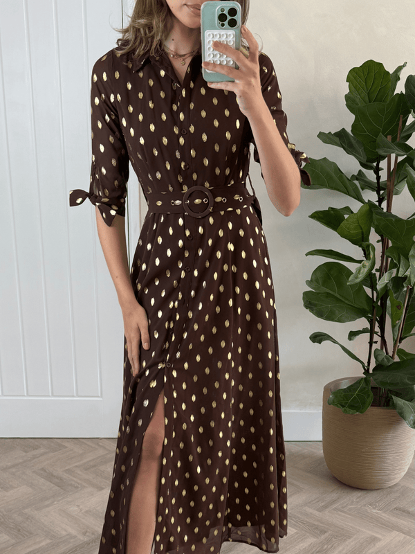 Style Cheat Daphne Foil Spot In Chocolate Brown