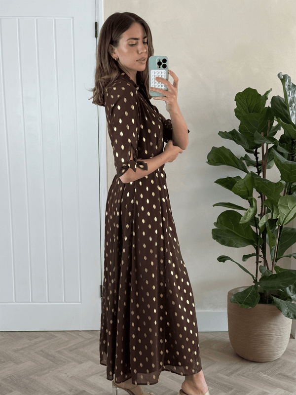 Style Cheat Daphne Foil Spot In Chocolate Brown