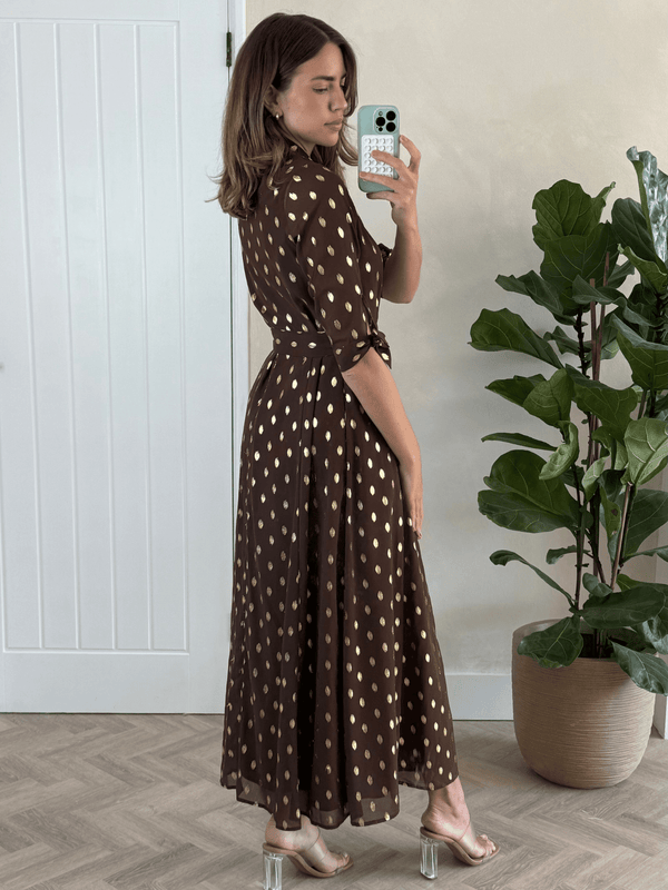 Style Cheat Daphne Foil Spot In Chocolate Brown