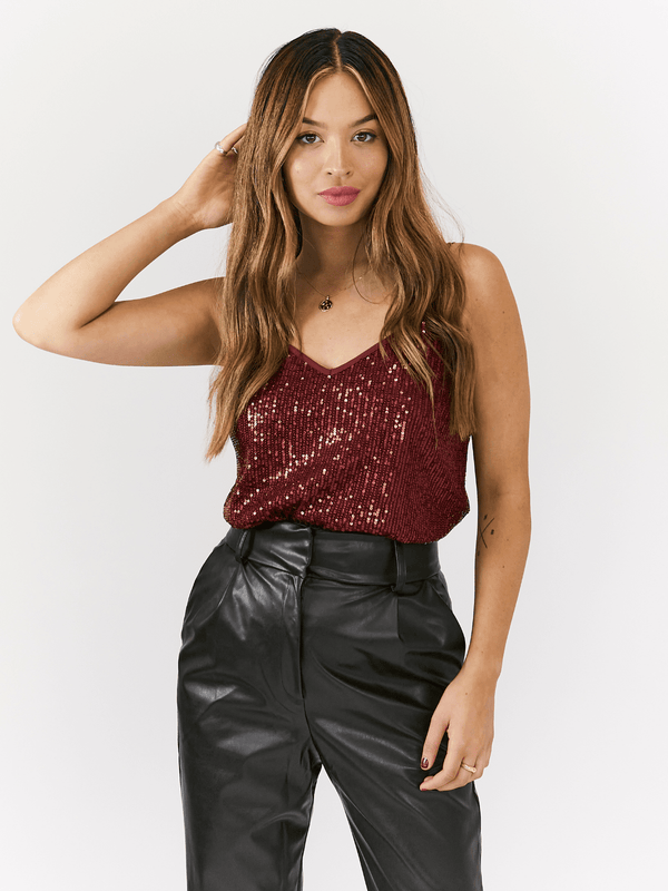 style cheat Daya Sequin V Neck Top