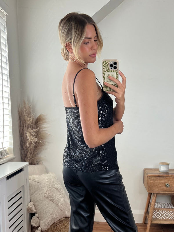 Style Cheat Daya Sequin V Neck Top