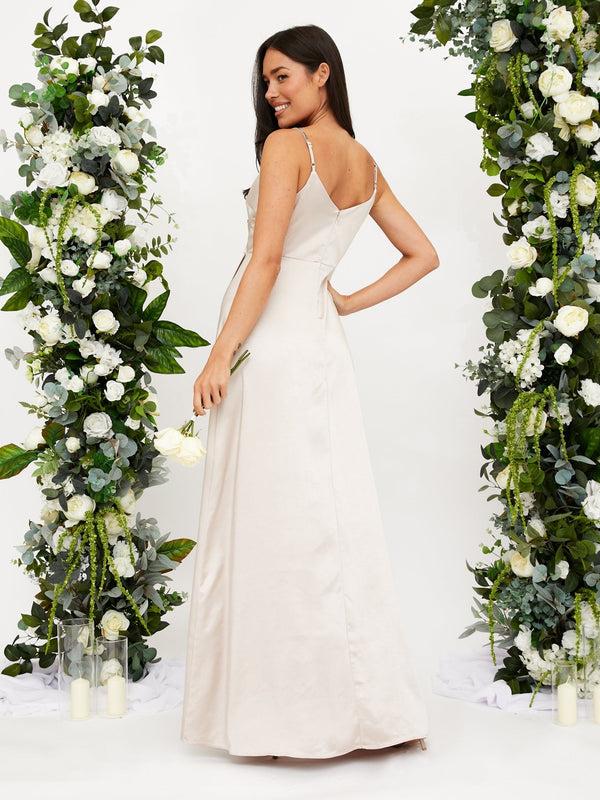 Style Cheat Diamante Strap Maxi Satin Dress