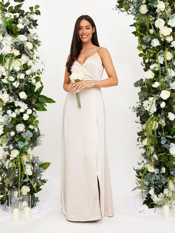 Style Cheat Diamante Strap Maxi Satin Dress