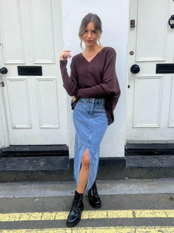 Style Cheat Ella Oversized Knitted V Neck Jumper