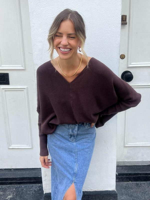 Style Cheat Ella Oversized Knitted V Neck Jumper