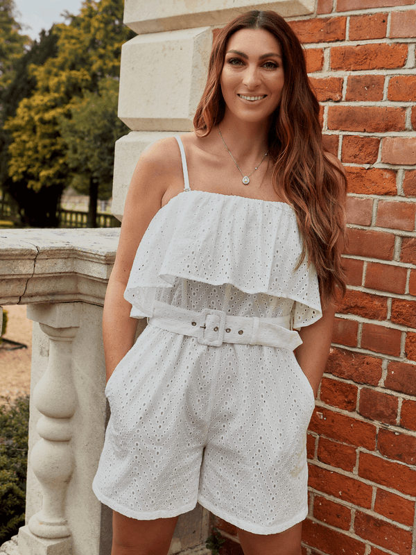 Style Cheat Emmie Broderie Playsuit In White